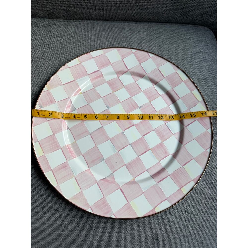 MacKenzie-Childs Rosy Check Enamel Serving Platter New - Picture 7 of 9